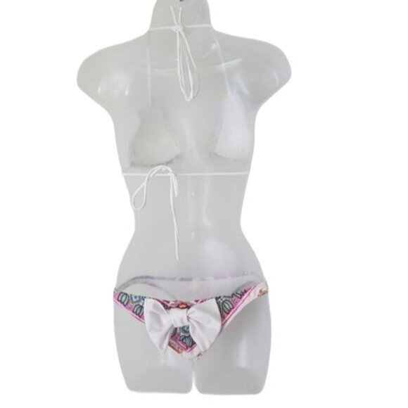 BIANCA COLETTI Bikini 2 Piece Small Floral Halter Bow Triangle Straps‎ Cheeky - Picture 3 of 11